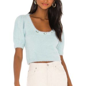 For Love And Lemons Light Blue Scoop Neck Sweater